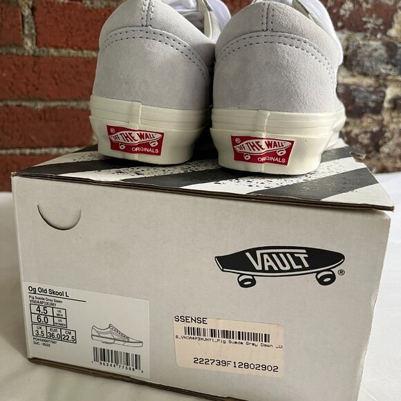 Vans OG Old Skool Lux Pig Suede Grey Dawn Sneakers VN0A4P3XUNY - Size 4.5/6 - Picture 5 of 10